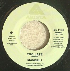 MANDRILL / JEFF PERRY - Too late / Love don't come no stranger - 7inch (SP)