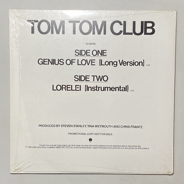 12インチ TOM TOM CLUB GENIUS OF LOVE オリジナル 12インチ TOM TOM CLUB GENIUS OF LOVE オリジナル