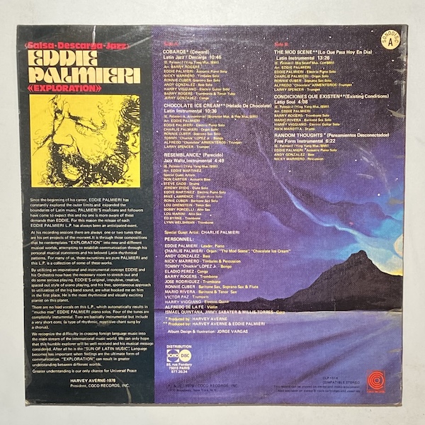 LP Eddie Palmieri – Exploration Eddie Palmieri – Exploration - Salsa-Jazz-Descarga – Vinyl